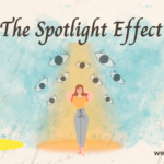 An illustration of the spotlight effect, where a person feels like they are the center of attention in a crowd, believing everyone is focused on their appearance or actions, even though in reality, others are barely noticing them. This concept highlights the tendency to overestimate how much others notice or care about us.