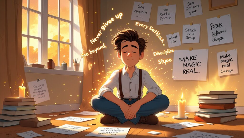 Tough times build warriors, Man meditating